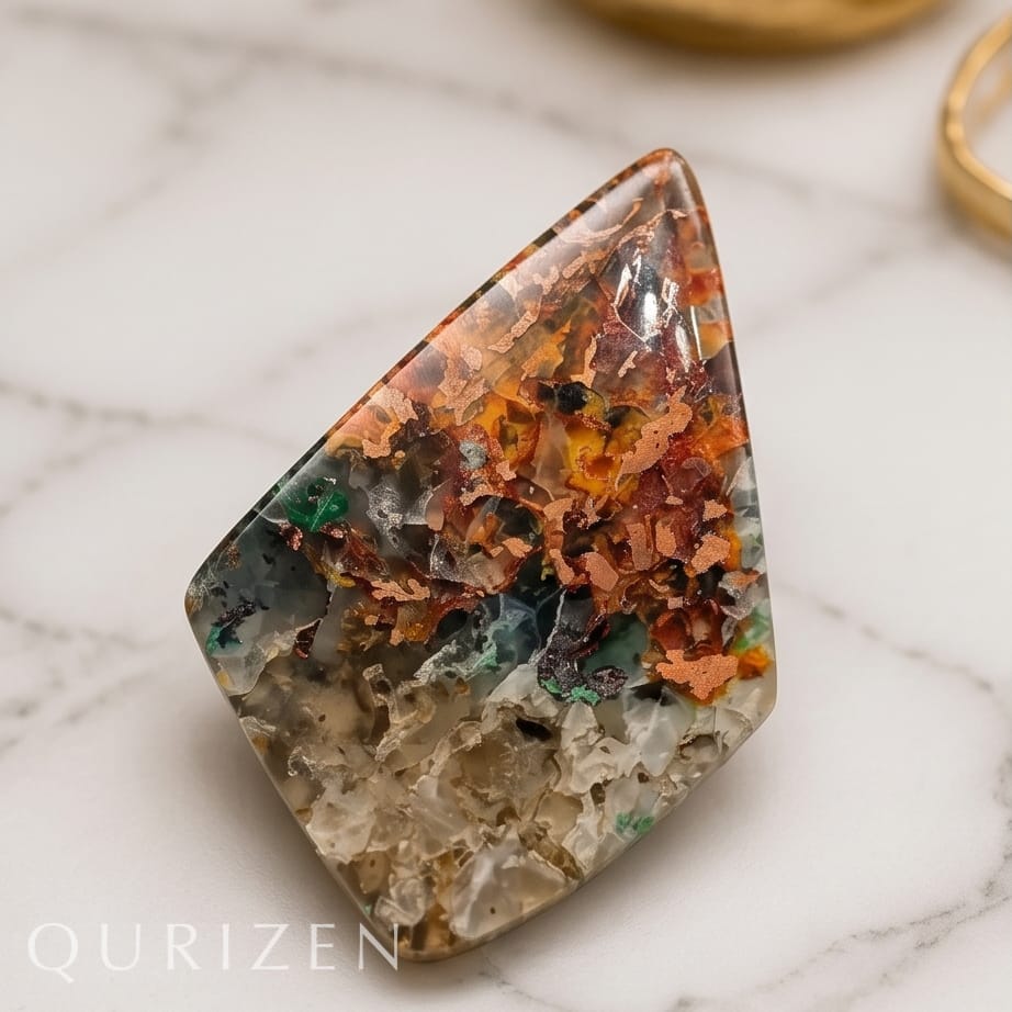 23 Unique Polished Native Copper & Chrysocolla Cabochon | Artisan Mastery