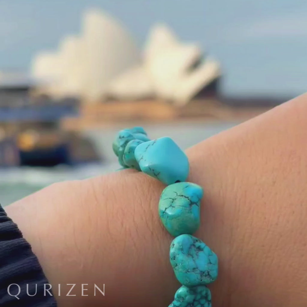 Handcrafted Turquoise Nugget Stretch Bracelet