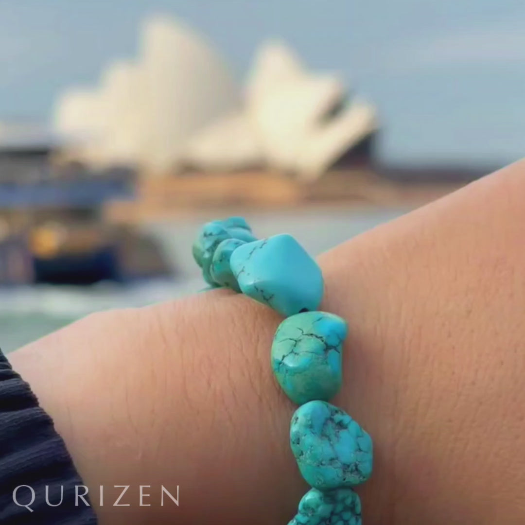 Handcrafted Turquoise Nugget Stretch Bracelet