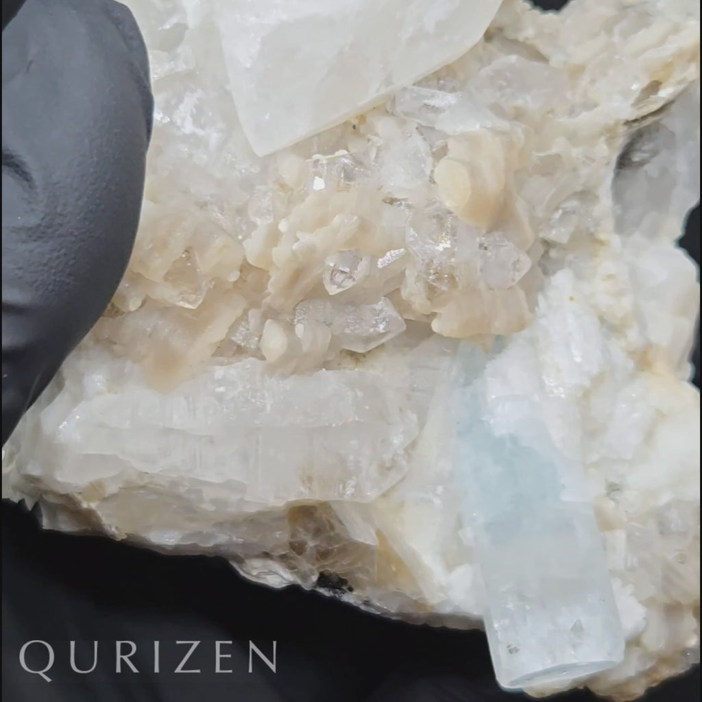 Rare Aquamarine Specimen with Quartz, Feldspar & Mica
