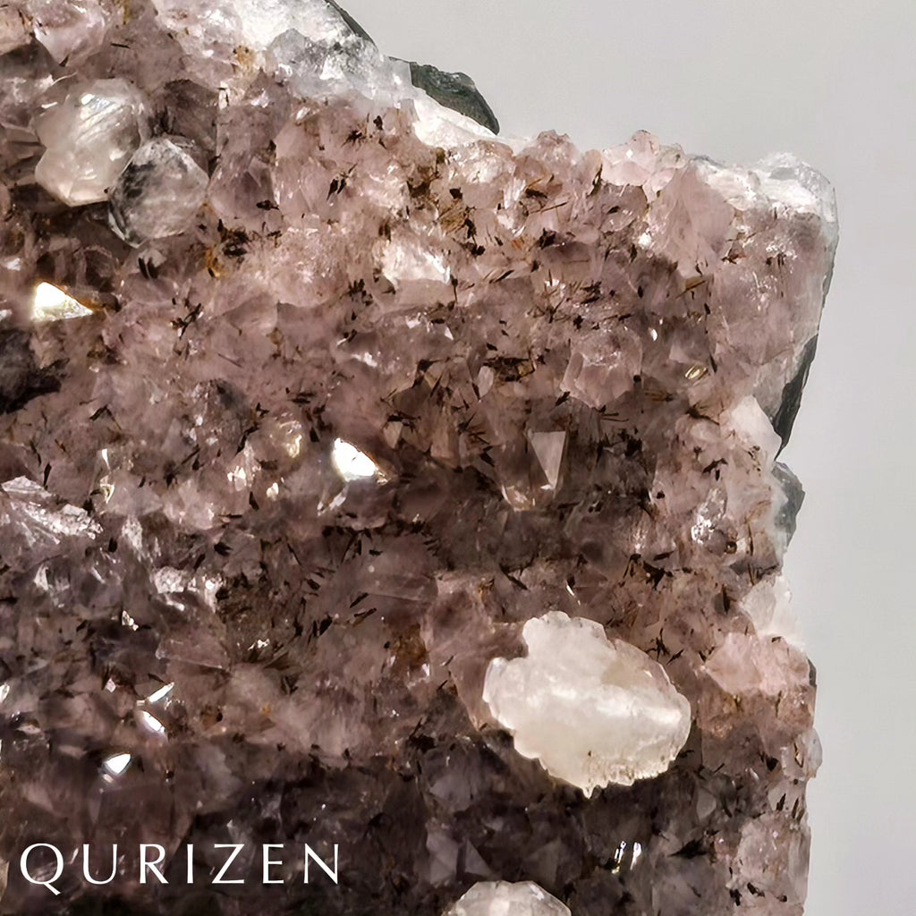 Uruguay Rutilated Amethyst Druze with Calcite | Display Specimen