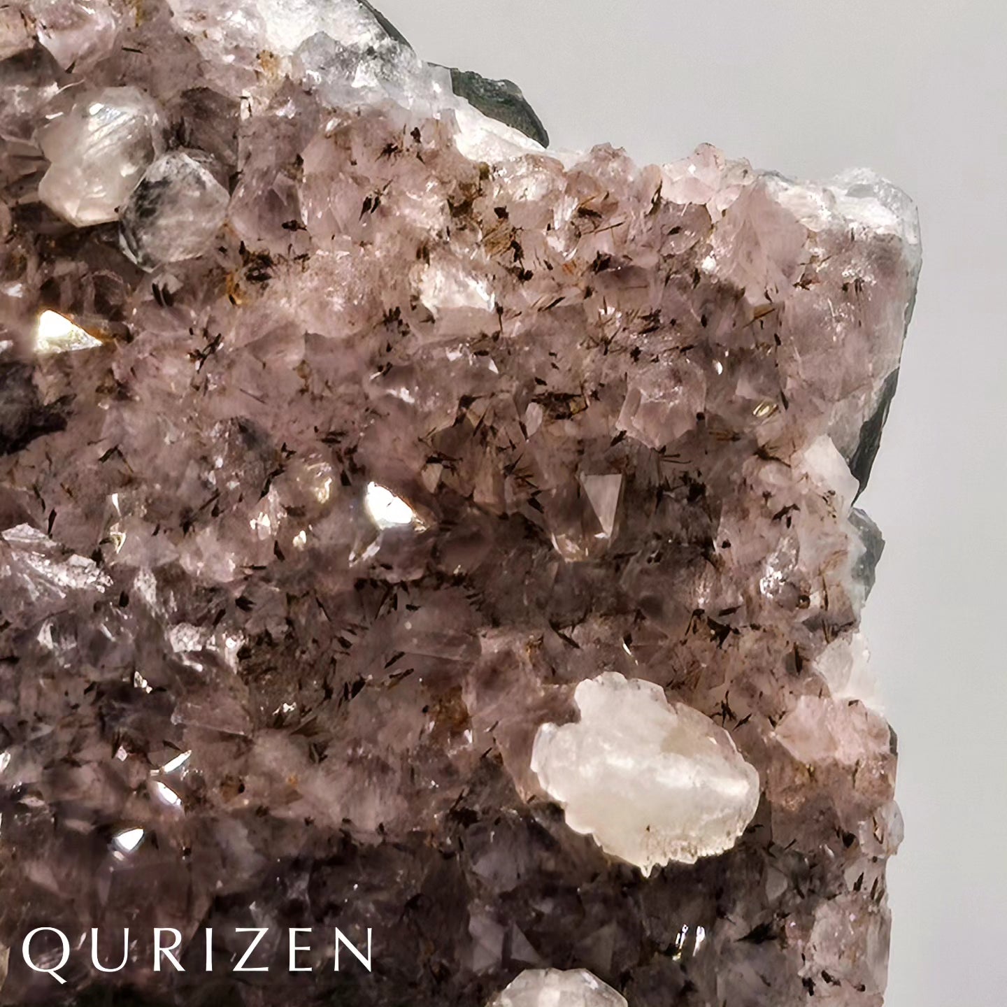 Uruguay Rutilated Amethyst Druze with Calcite | Display Specimen