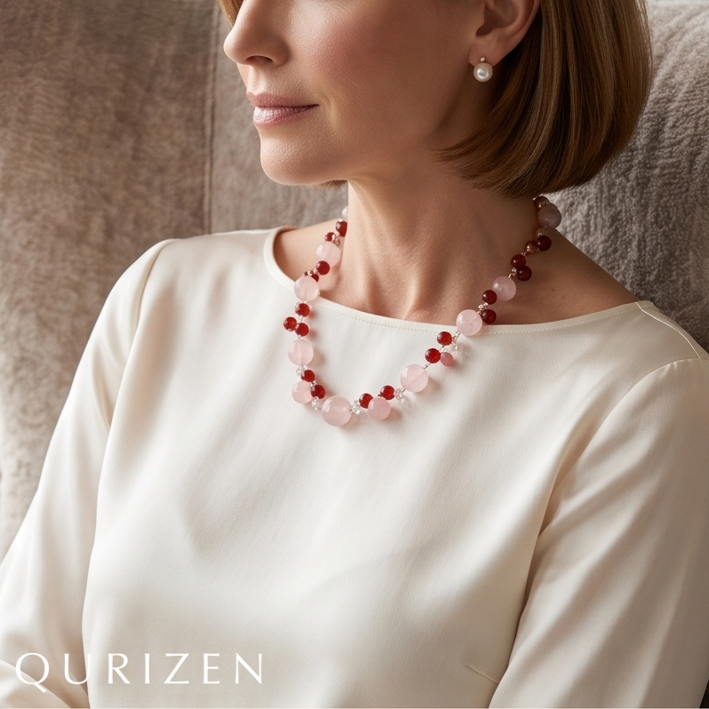 Handcrafted Rose Quartz & Garnet Necklace