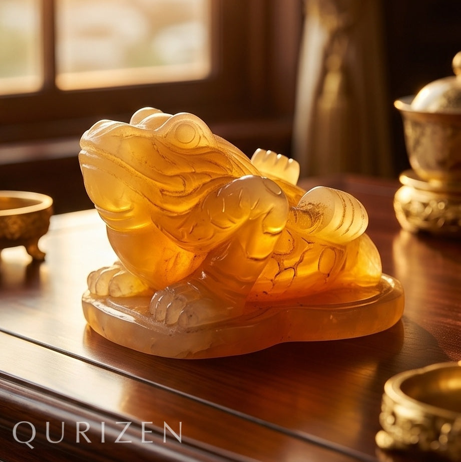 Yellow Jade Frog Carving