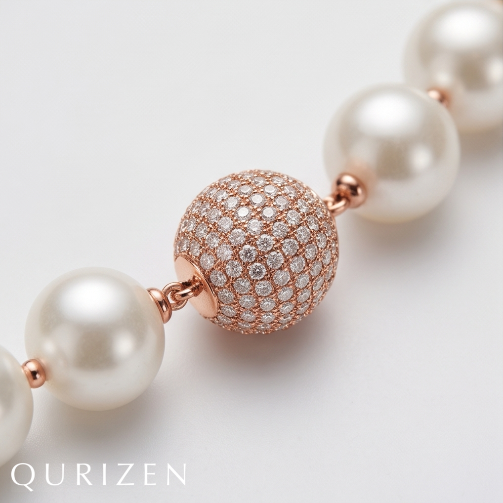 Freshwater Pearl Necklace with Pavé Magnetic Clasp