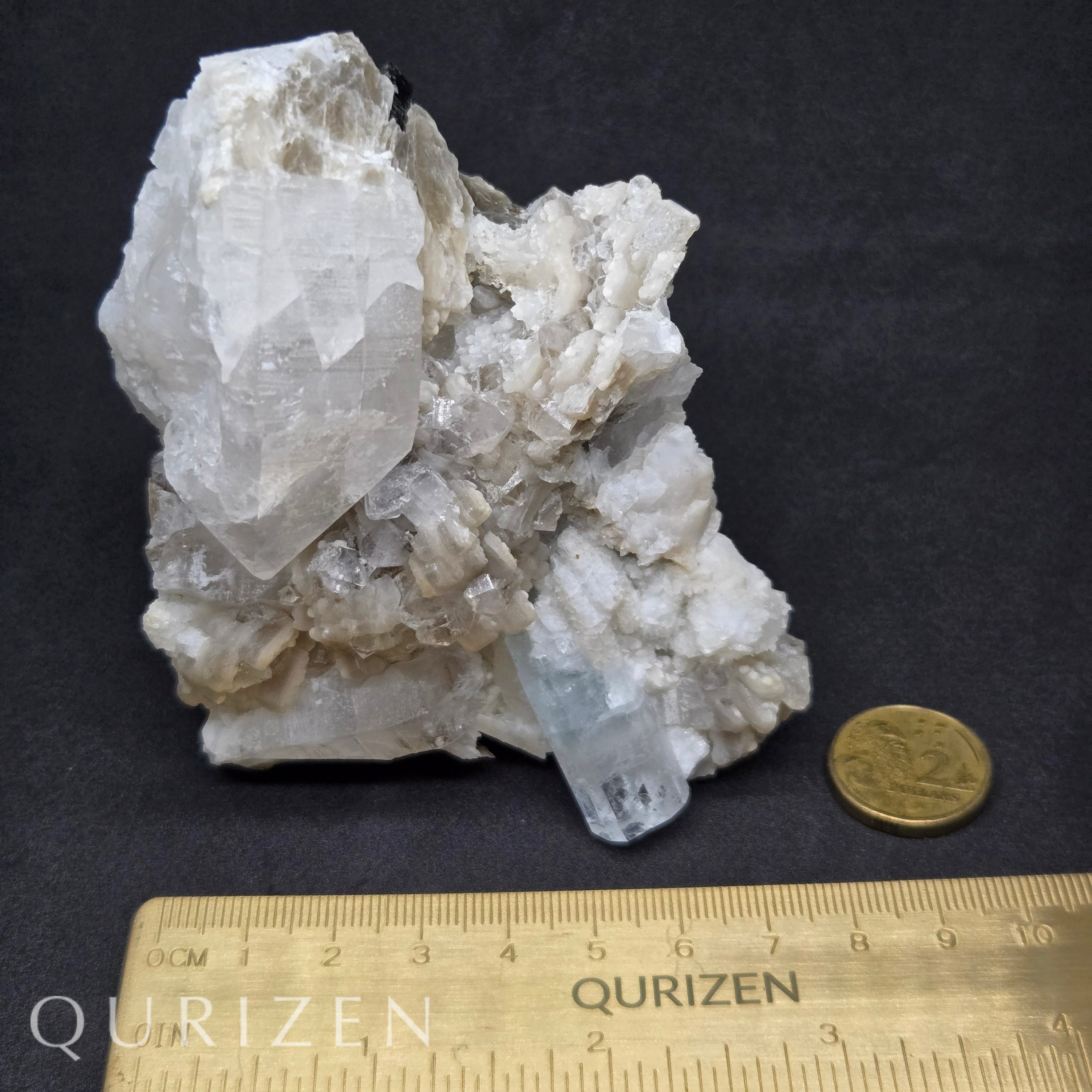Rare Aquamarine Specimen with Quartz, Feldspar & Mica
