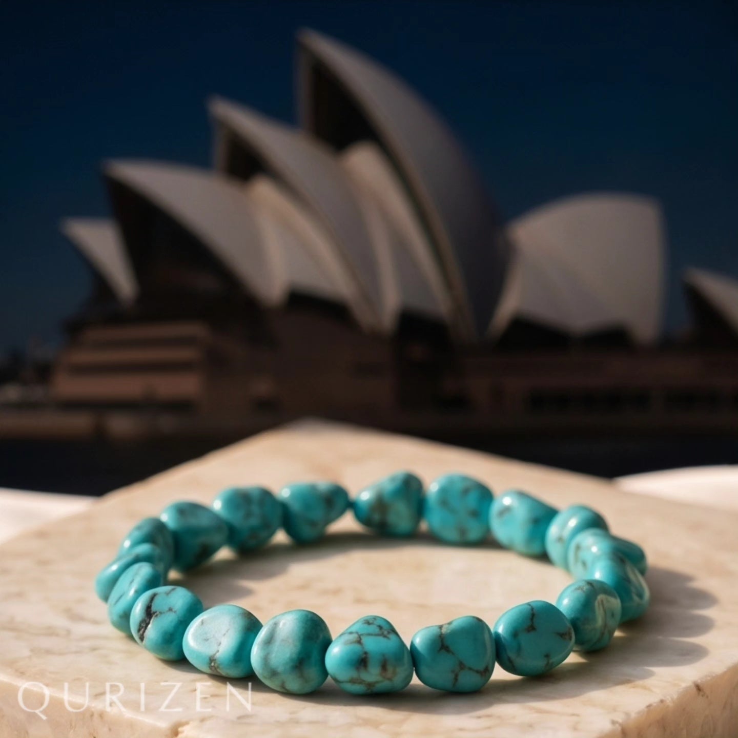 Handcrafted Turquoise Nugget Stretch Bracelet