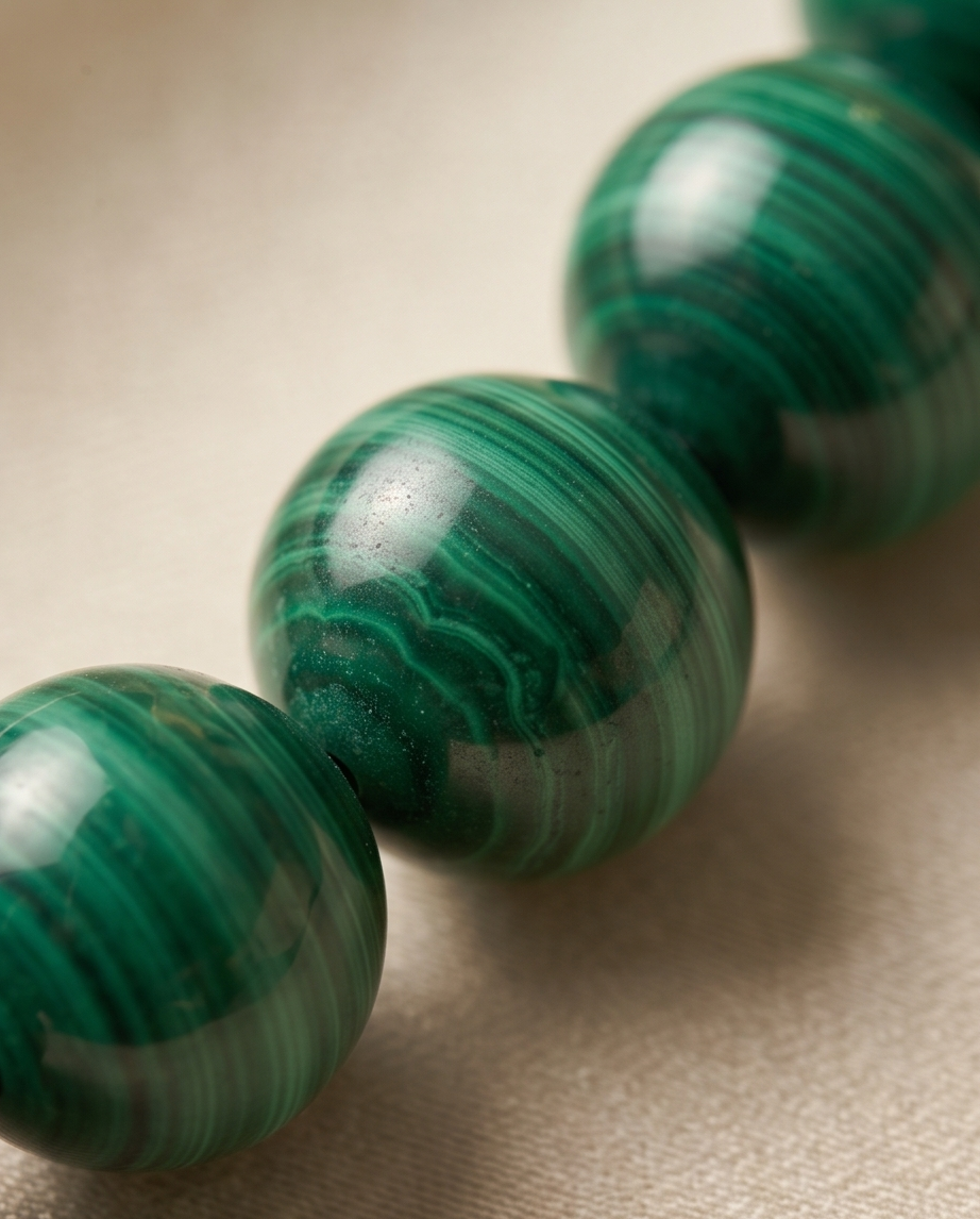 Classic Natural Malachite Bead Bracelet