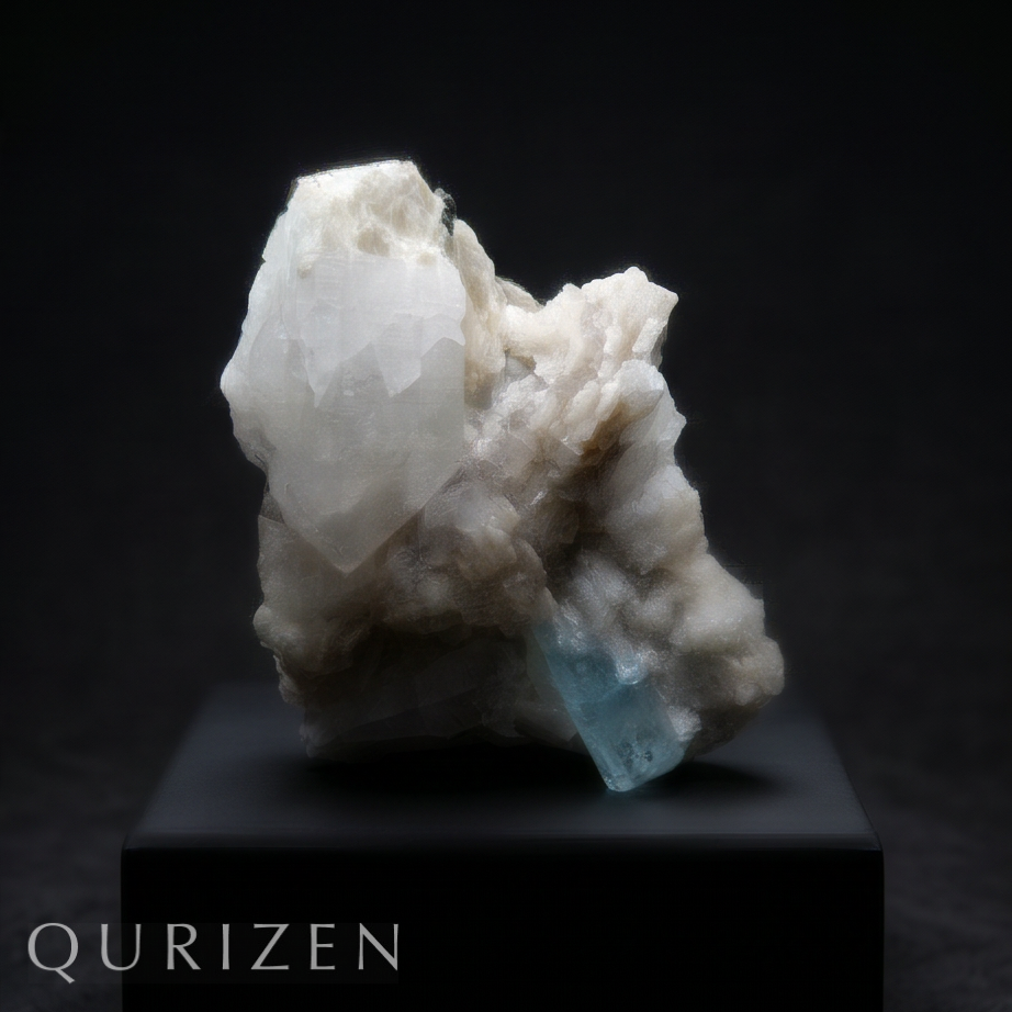 Rare Aquamarine Specimen with Quartz, Feldspar & Mica