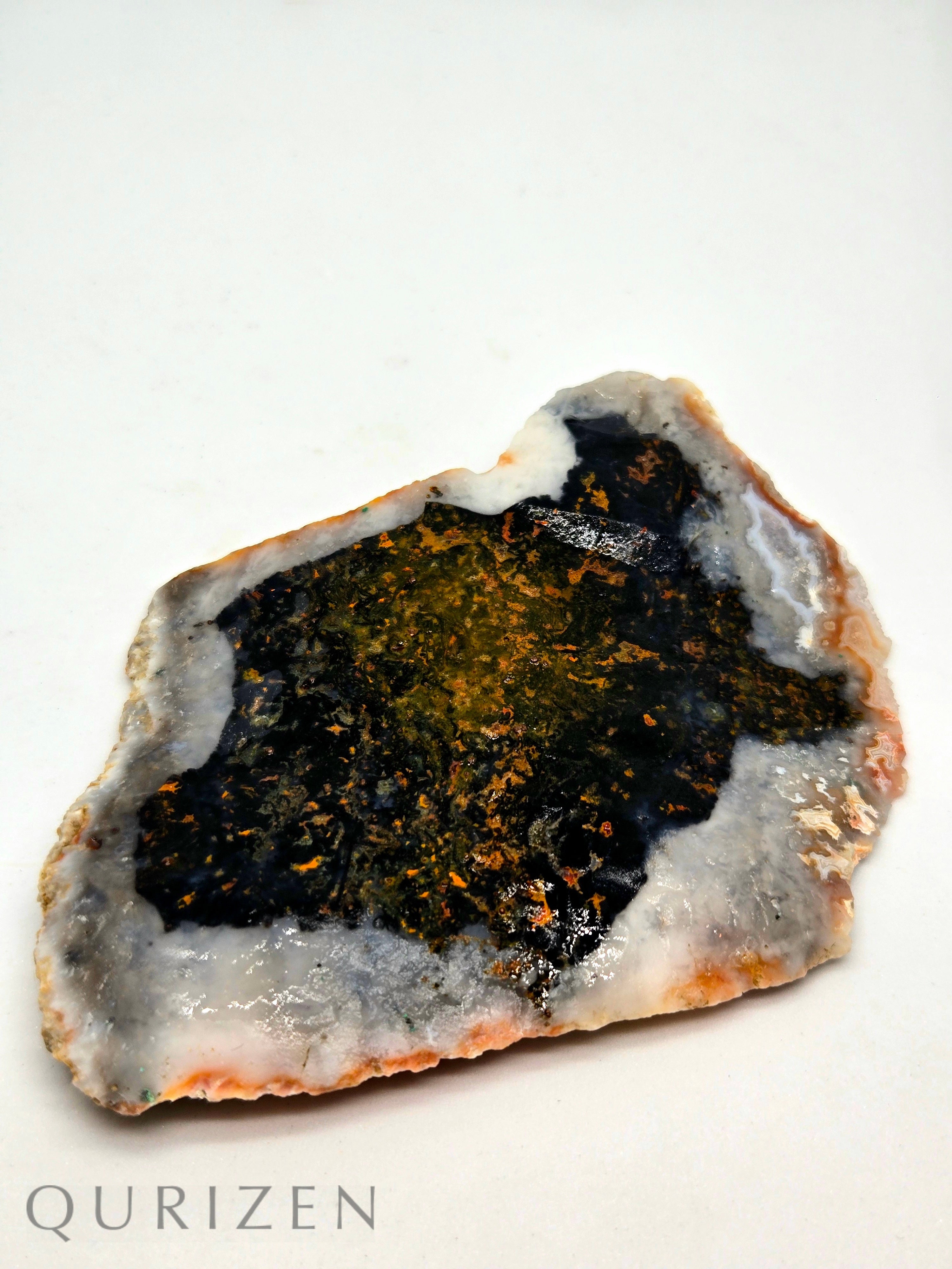 Polished Landscape Moss Agate & Copper Slab