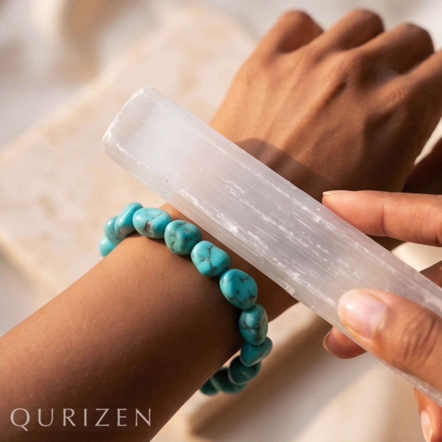 Handcrafted Turquoise Nugget Stretch Bracelet
