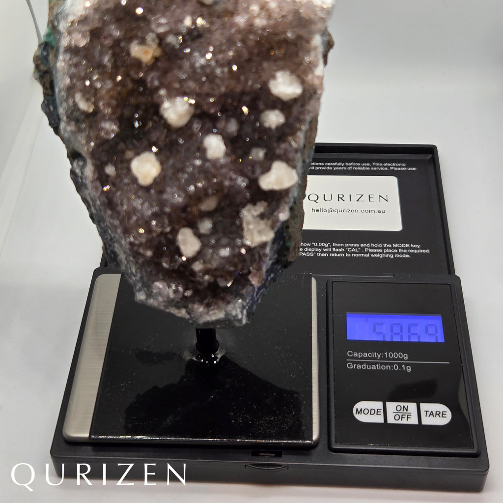Uruguay Rutilated Amethyst Druze with Calcite | Display Specimen