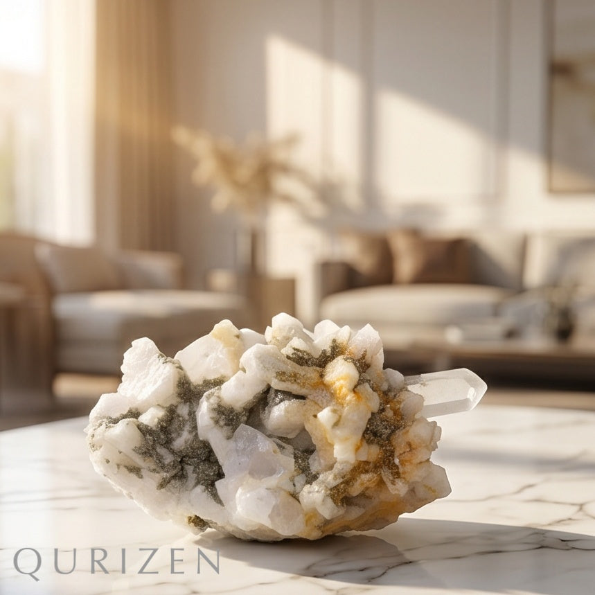 Small Quartz Crystal around Feldspar