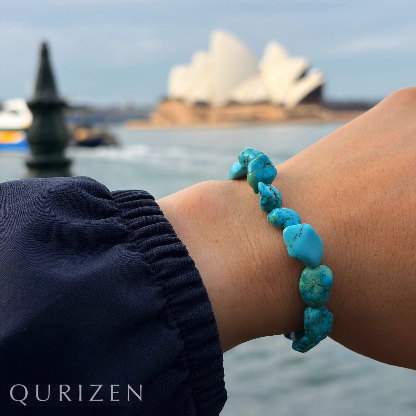 Handcrafted Turquoise Nugget Stretch Bracelet