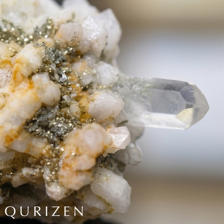 Small Quartz Crystal around Feldspar