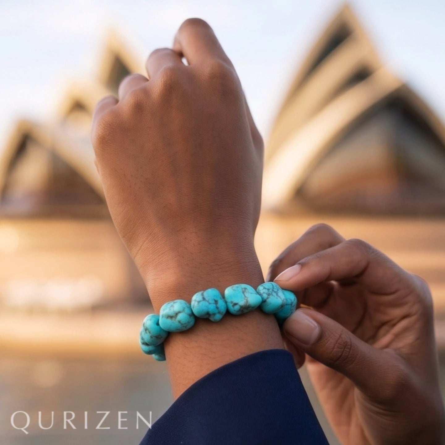Handcrafted Turquoise Nugget Stretch Bracelet