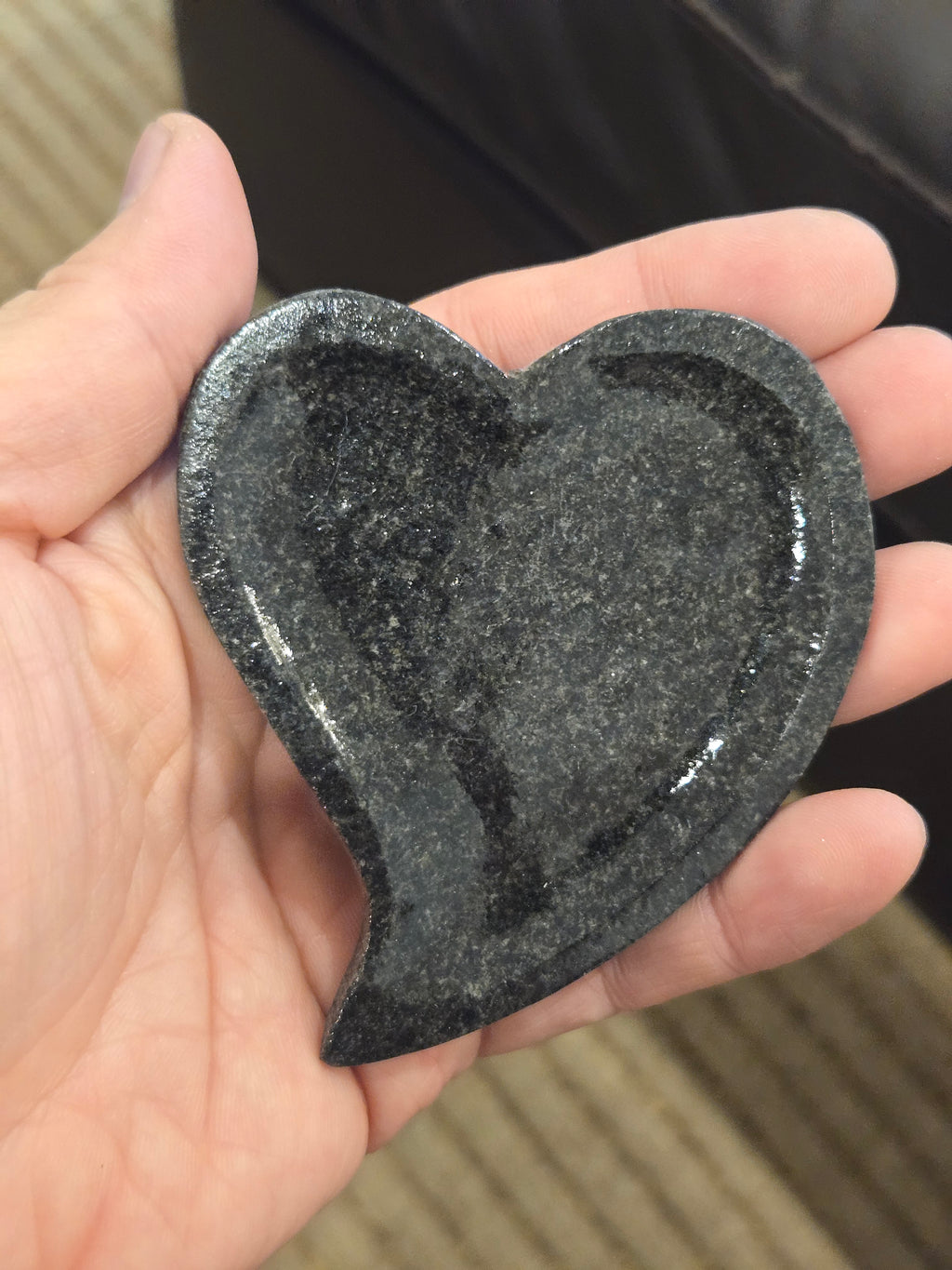 Crystal Heart Carving — Black Stone