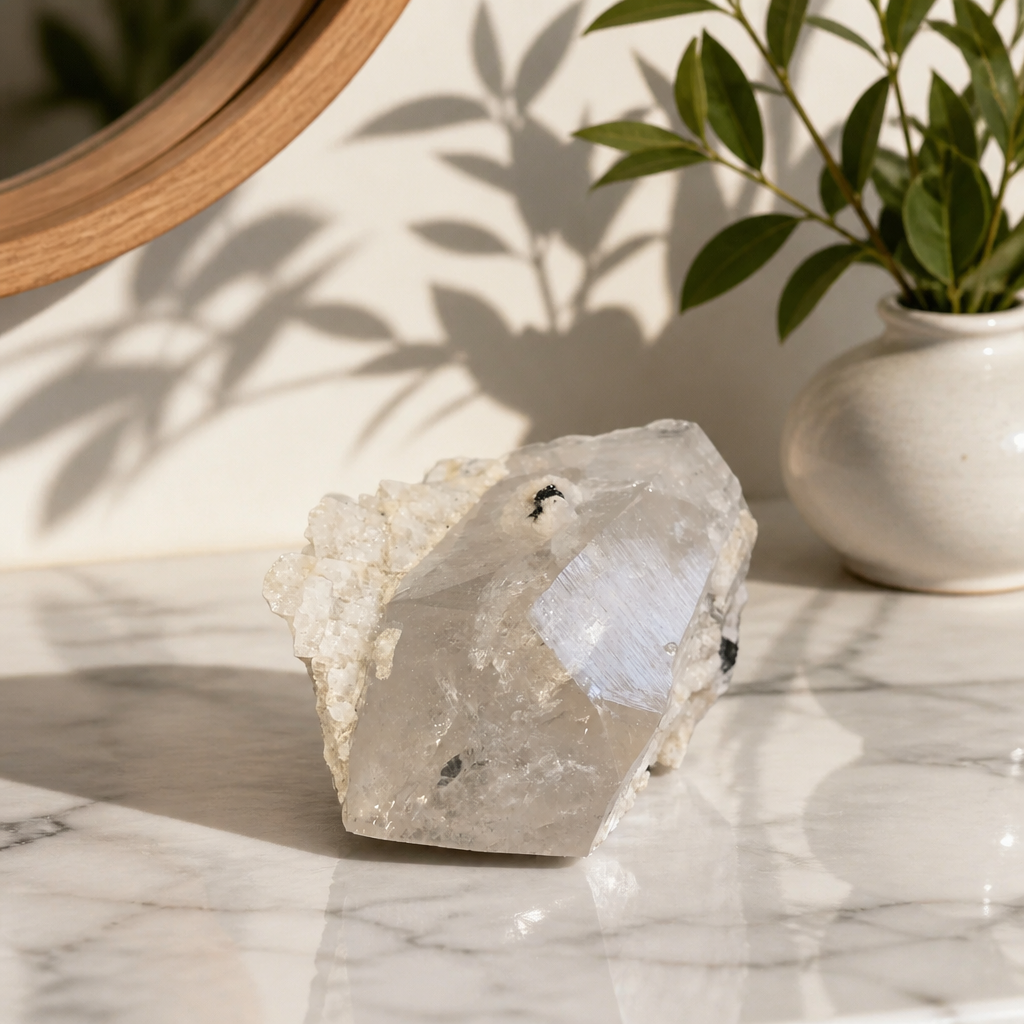 Midnight Summit | Quartz with Schorl Tourmaline on Feldspar Matrix