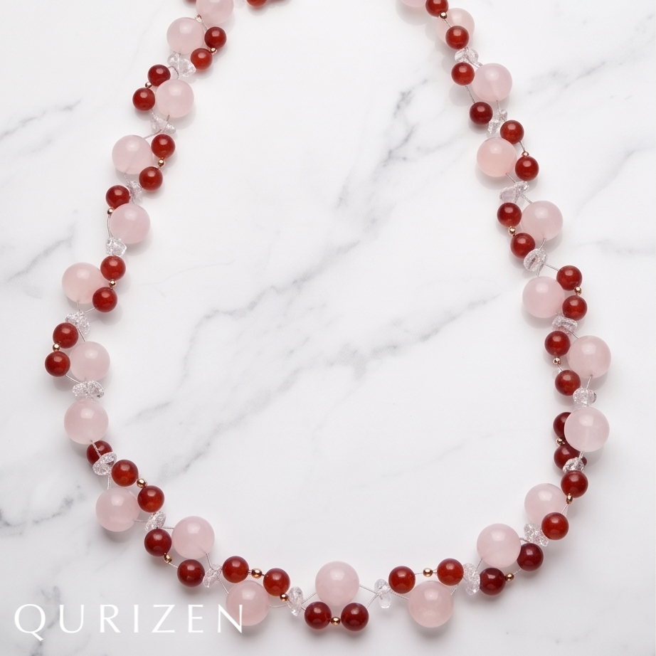Handcrafted Rose Quartz & Garnet Necklace