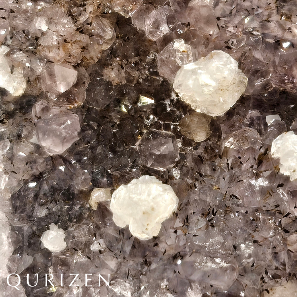 Uruguay Rutilated Amethyst Druze with Calcite | Display Specimen