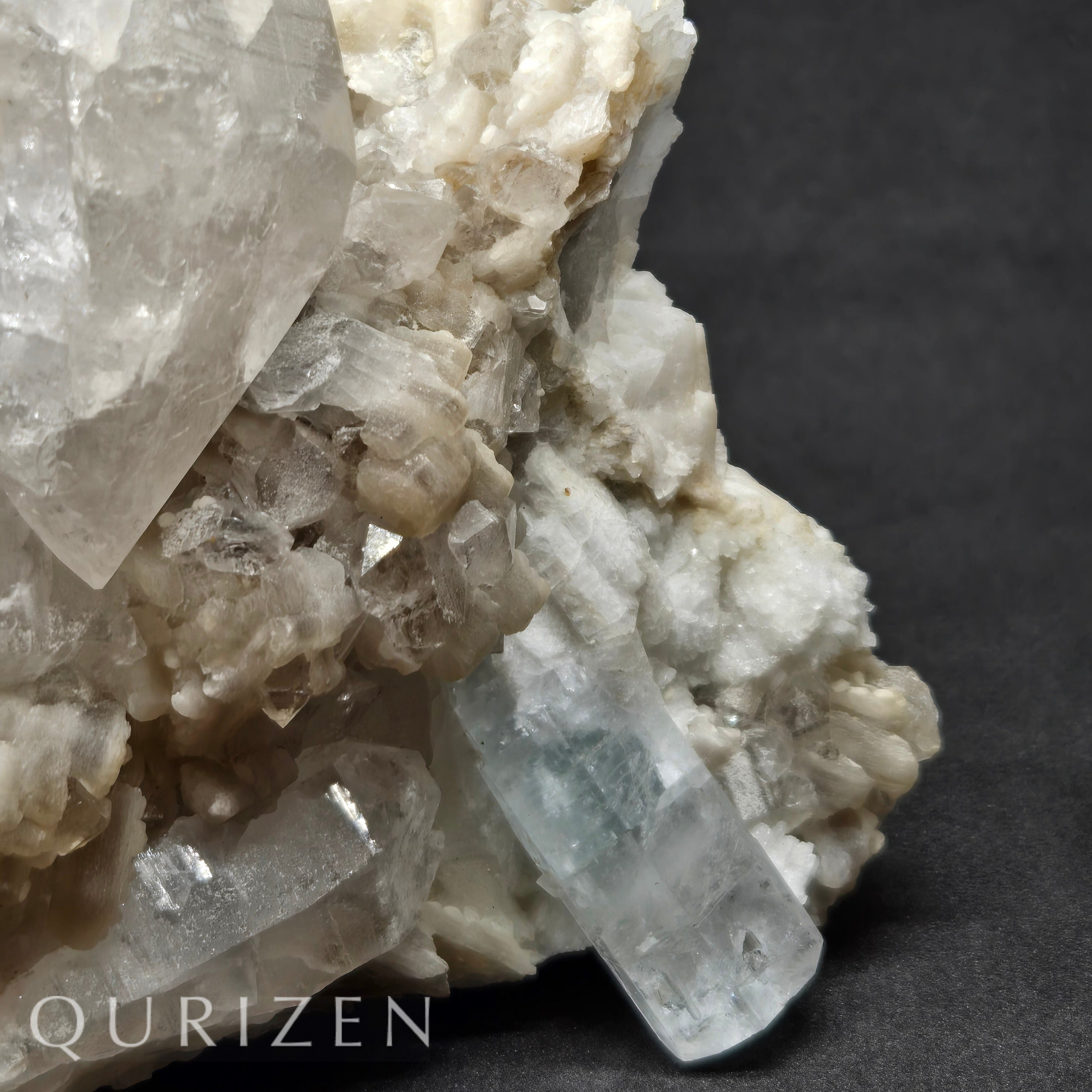 Rare Aquamarine Specimen with Quartz, Feldspar & Mica
