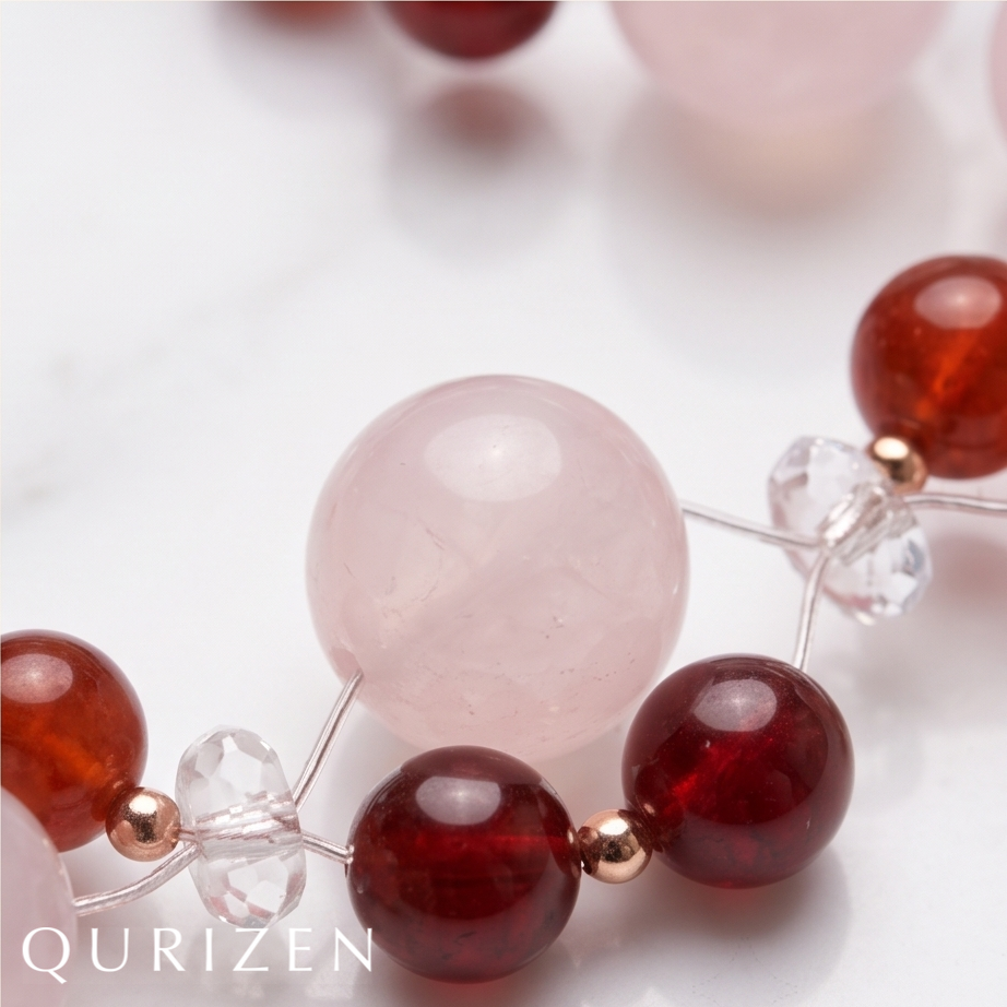 Handcrafted Rose Quartz & Garnet Necklace