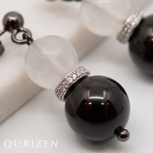 Black Obsidian & Clear Quartz Earrings