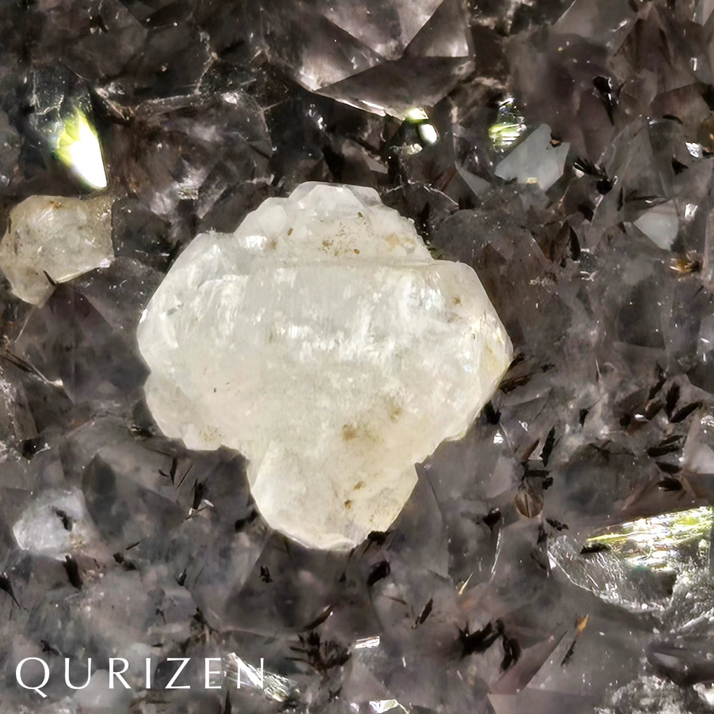 Uruguay Rutilated Amethyst Druze with Calcite | Display Specimen
