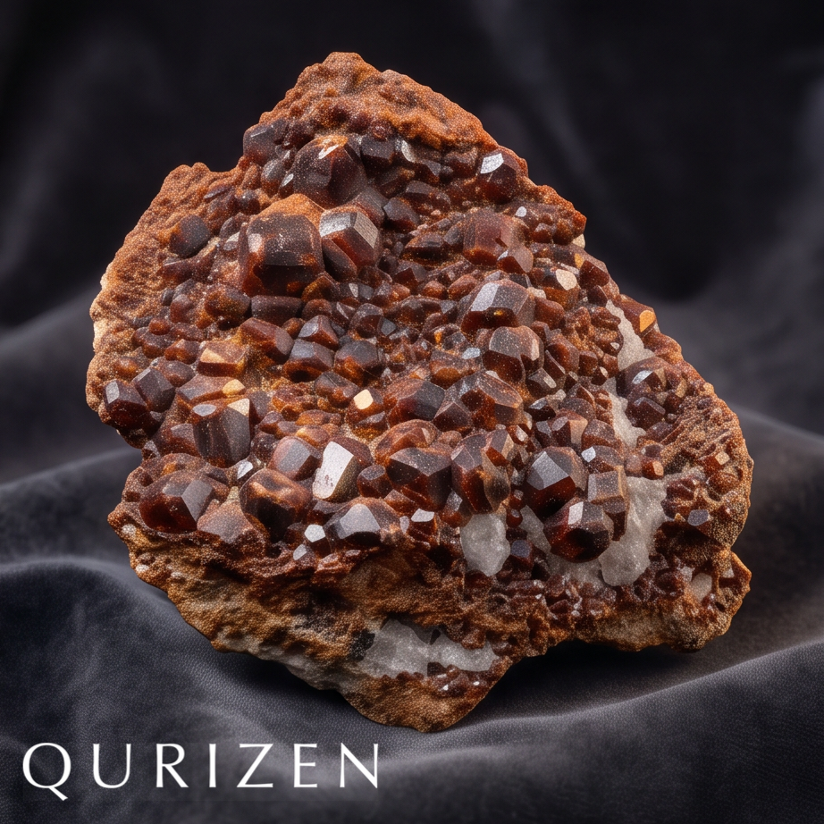 Natural Red Garnet Crystal Specimen on Matrix